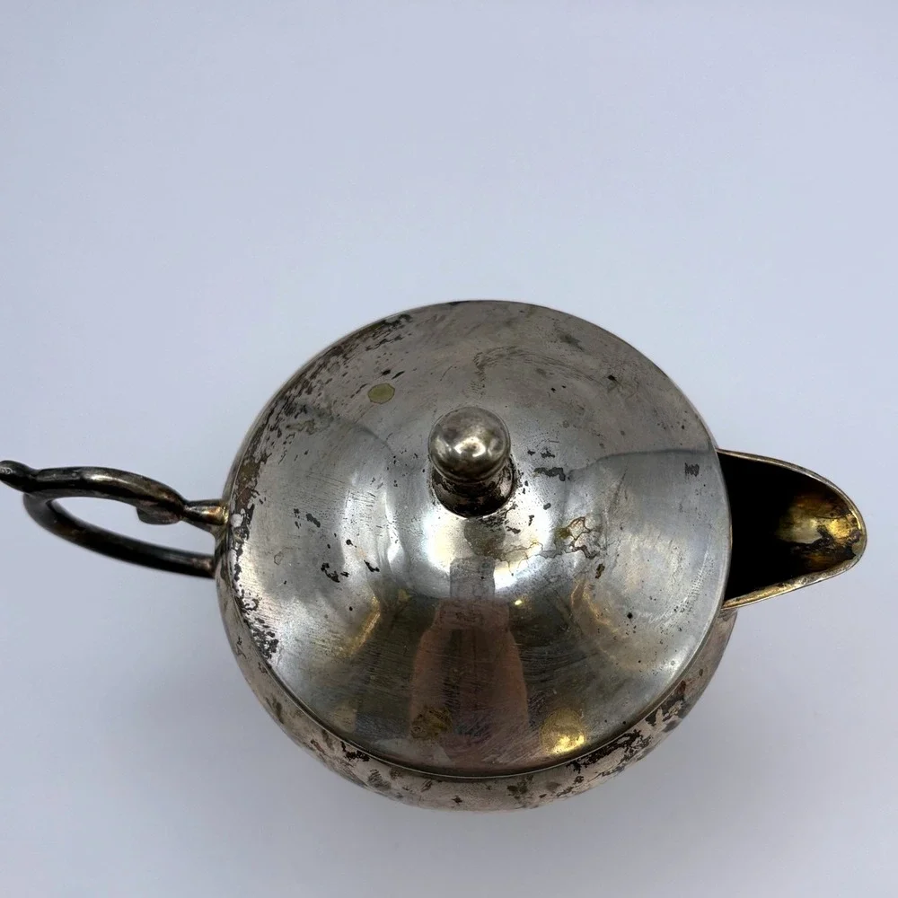 Vtg Silver Plated Teapot Towle William Adams Moody Aged Patina Vermial Gold Wash